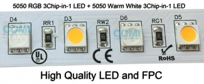 RGB + Màu trắng ấm LED Dải sáng thay đổi màu sắc, Đèn dải LED có thể điều chỉnh độ sáng 24VDC 1