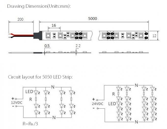 Đèn LED dải linh hoạt RGB 3 trong 1 đủ màu 5050 với CE / UL / ETL / SAA / TUV 1