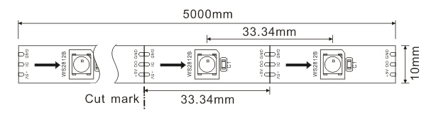 Đèn LED dải kỹ thuật số 5VDC WS2812B có thể định địa chỉ 30 pixel / M và 30 LED / M 0