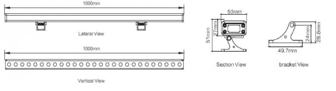 Đèn LED treo tường tuyến tính 30W tùy chỉnh được sản xuất ngoài trời mà không cần trình điều khiển 1000 * 50 * 27MM 0