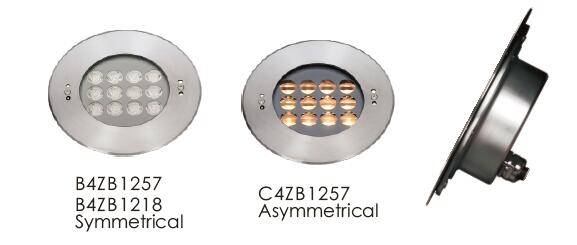 C4ZB1257 C4ZB1218 Đèn LED âm trần chìm không đối xứng 45 ° / 35 ° Chống thấm nước IP68 1