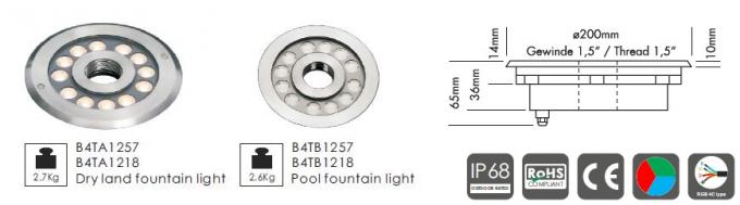 B4TB1257 B4TB1218 12 * 2W Đèn đài phun nước LED có mục tiêu trung tâm với đường kính. Nắp trước 182mm Chống thấm nước IP68 0