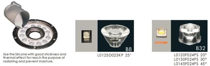 B4TB1257 B4TB1218 12 * 2W Đèn đài phun nước LED có mục tiêu trung tâm với đường kính. Nắp trước 182mm Chống thấm nước IP68 2