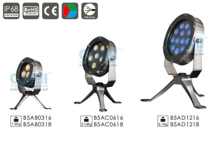B5AB0316 B5AB0318 3 cái * 2W Đèn LED chiếu sáng điểm dưới nước với giá đỡ và chân máy có thể điều chỉnh góc 360 ° 0