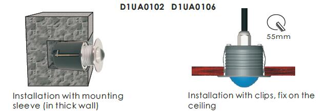Đèn LED âm trần 1 * 2W hoặc 3W IP65 trong nhà Tấm mặt trước bằng thép không gỉ 316 SUS 2