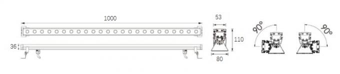 Thanh treo tường LED tuyến tính trang trí 20 * 2W 1000mm, Đèn pha LED rửa tường 0