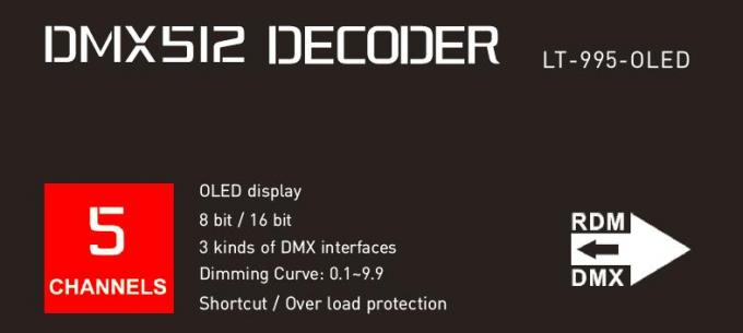 Bộ giải mã Led Dmx 6A * 5 kênh cho đèn Led Độ phân giải 16bit / 8bit Tùy chọn 1
