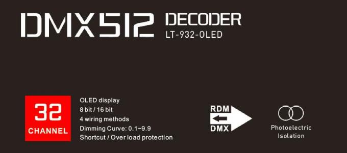 Bộ điều khiển LED 32CH * 3A 2304W Bộ giải mã CV DMX với chức năng khuếch đại tín hiệu 1