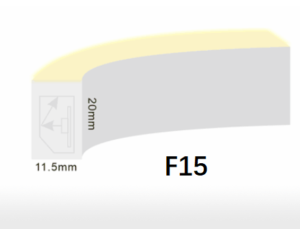 Flex Neon LED Dải F15 SPI 24VDC 12W / mét PVC chống tia cực tím với khuôn phun 0